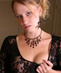 Lucky Can Barely Cover Her Tits With Black Lace