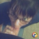 Teen with glasses loves to suck cock and takes a huge load of cum on her face