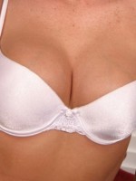 Alyssas big perky tits barely fit in her tight white bra