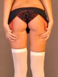 Ashley shows off her super long perfect legs in sexy white stockings